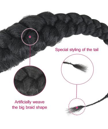 Goddess Braid Fauxhawk High Puff Hair Piece for Black Women - KRSI Yaki Straight Mohawk Clip-in Extensions (1B) - Buy Online on GoSupps.com