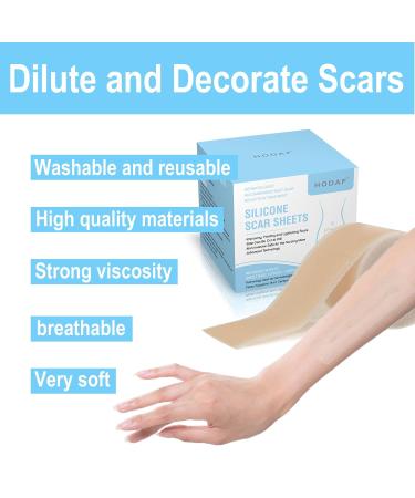 Silicone Scar Sheets 1.6 x 120 - Effective Scar Treatment Tape for Keloids Tummy Tuck & Surgical Scars - Premium Silicone Scar Strips - Buy Online on GoSupps.com