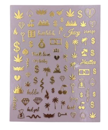 Impeccable 5 Sheets Luxury Nail Art Stickers - 500+ Gold Customized Decals for Fake Nail Designs and Salon Accessories - Buy Online on GoSupps.com