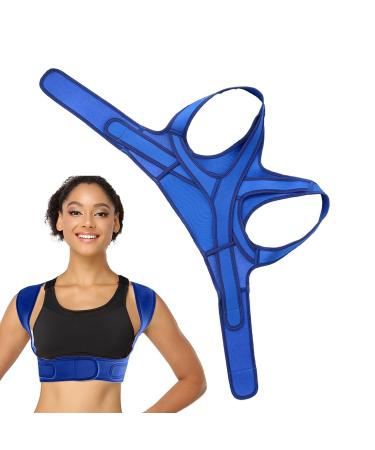 Back Brace Corrector Adjustable Back Corrector | Breathable Corrector Invisible Back Corrector for Breast Shoulder Women Blue X-Large