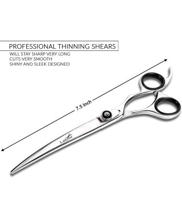 Laazar Professional Shears for Dogs and Cats with Leather Case | Adjustable Pet Grooming Scissors | Hand-Forged 440C Japanese Stainless Steel | Curved Grooming Tool for Men and Women - Buy Online on GoSupps.com
