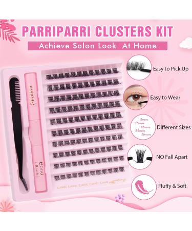 Parriparri DIY Lash Extension Kit - 120Pcs Individual Lashes with Bond and Seal | Cluster Lashes Applicator | Volume Eyelash Extensions Kit for False Eyelashes DIY at Home (8-16MM MIX) - Buy Online on GoSupps.com