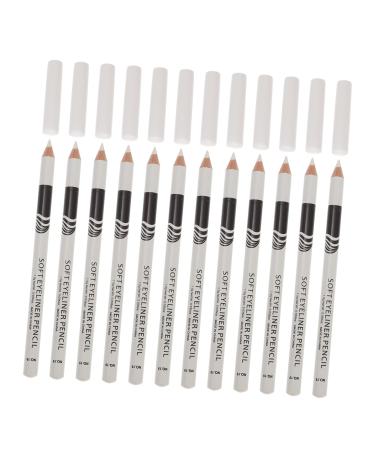 Beatifufu 12pcs Lying Silkworm Eyeliner Sparkle Highlighters Liner Gel Pencil Makeup Eyebrow Pencil White Wood