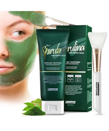 Real Spirulina Pore Perfect Mask 100g.clay mask face masks skincare bentonite clay bentonite clay detox korean skincare green tea Refreshing Pore Mask Spirulina pore mask