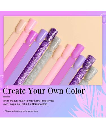AZUREBEAUTY Dip Powder Set - 6 Pink Violet Purple Glitter Colors for Quick-Drying French Manicure - No Lamp Needed - Buy Online on GoSupps.com