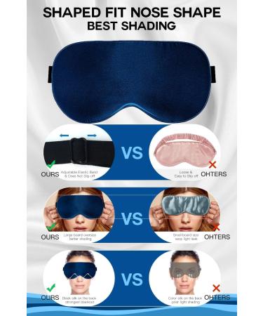 BLSSNZ Silk Sleep Mask for Women - Organic Mulberry Silk Eye Mask for Sleeping - Adjustable Straps - Travel Essential (Navy Blue) - Buy Online on GoSupps.com