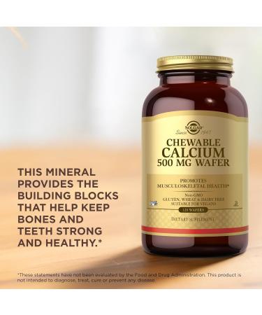 Solgar Chewable Calcium 500 mg - 120 Wafers | Promotes Musculoskeletal Health | Non-GMO, Vegan, Gluten, Wheat, Dairy Free & Kosher | 60 Servings - Buy Online on GoSupps.com