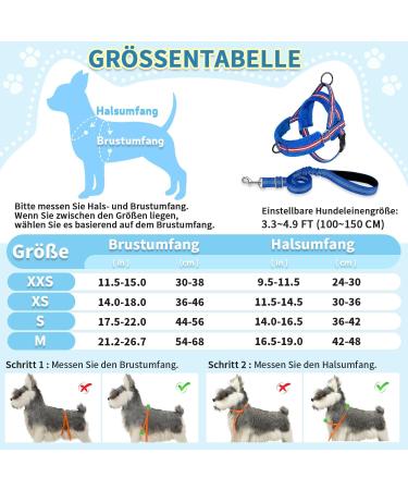 Eyein No-Pull Dog Harness with Leash - Adjustable Reflective Padded for Puppies Small & Large Dogs Cats - Dark Blue XS - Buy Online on GoSupps.com