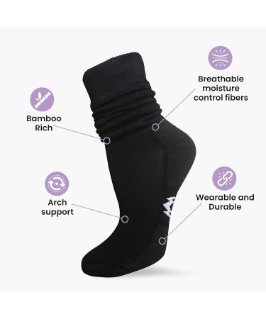 Hyaluxe Women's Diabetic Ankle & Crew Black Socks - Non-Binding Circulatory Cushion - Shoe Size 6-10 - Pair of 2 - Buy Online on GoSupps.com