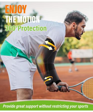 TOFLY Compression Arm Sleeves for Men & Women - 20-30 mmHg Elbow Support Braces for Tennis Elbow Tendonitis Arthritis | 3XL Black (1 Pair) - International Shipping Available - Buy Online on GoSupps.com