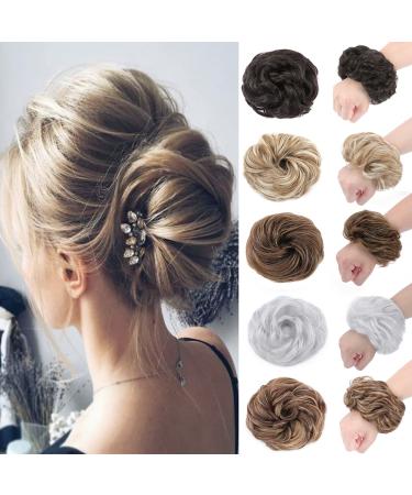 Silk-Co hair part with rubber band dutt with hair wavy soft dutt hair part with rubber band 45 g lured hair thickening hair extensions messy bun updos ash brown lured 45 g ash brown