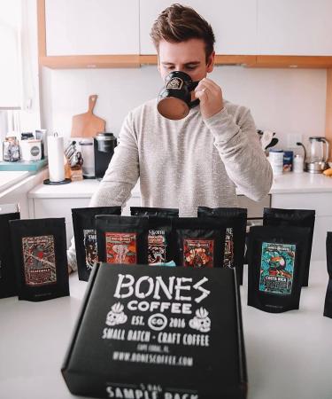 Bones Coffee Company Holy Cannoli 12 oz Ground Coffee - Low Acid Medium Roast Flavored Arabica Coffee | Best Coffee Gift - Buy Online on GoSupps.com