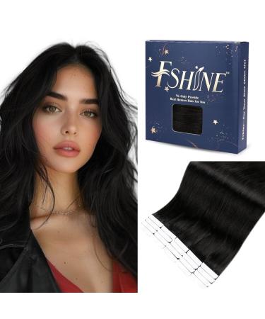 FSHINE TAPE hair extension Real hair 35cm black 50 grams 20 PCs Seamless Extensions Hair Tapes Extension Real Hair #1b 4. Tape #1b 35cm