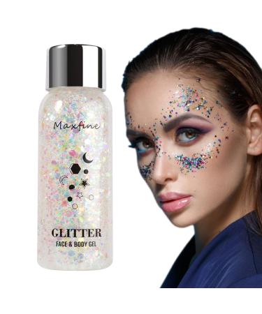 bellv Liquid glitter eyeshadow - Glitter body gel - Quick drying - Coarse glitter for eye hair and lips - Sparkling holographic gel for women Bellv