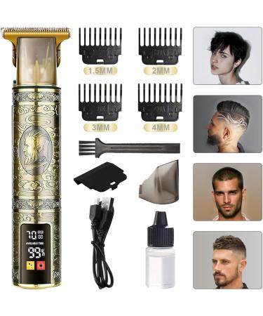 Electric Beard Trimmer Men Cordless LED Display Zero Gapped T-Blade Hair Clippers Men with 4 Guides Combs Kit Waterproof USB Rechargeable Hair Trimmer Men for Easy Haircuts at Home LED-Upgrade