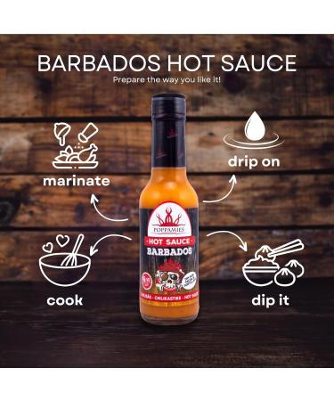 Poppamies Hot Sauce - Authentic Barbados Caribbean Flavor | Gluten-Free & Lactose-Free | Spicy 6/10 | 150ml - Buy Online on GoSupps.com