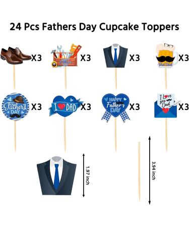 24 Pcs Fathers Day Cupcake Toppers Fathers Day Cake Toppers-I Love You Day Best Dad Ever Happy Dad Birthday Cake Picks Cake Insert Topper for Fathers Day Party Favor Supplies Cake Decorations - Buy Online on GoSupps.com