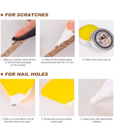 SEISSO Wood Furniture Repair Markers Kit - 19 Pcs Touch Up Markers Polish Wax & Putty for Scratches Cracks & Holes | Ideal for Wooden Doors Floors Tables & Cabinets - Buy Online on GoSupps.com