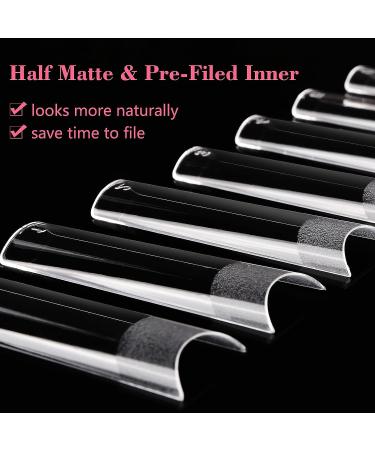 Lionvison XL Long Square Nail Tips - Half Cover Clear False Nails for Acrylic Extensions - Professional French Nail Salon Quality - 12 Sizes Straight Flat Pre Shaped for Home DIY - Buy Online on GoSupps.com