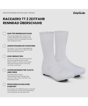 GripGrab RaceAero TT 2nd Edition - Lightweight Aero Time Trial Overshoes for Road Bike | Summer Cycling Gear M (41-44) - White - Buy Online on GoSupps.com
