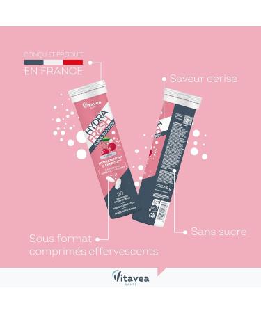 HydraFresh - Pastilles hydratation Effervescentes - Magn sium lectrolytes Calcium Vitamines C et B - Compl ment alimentaire nergie saveur Cerise - Sans Sucres - Fabriqu en France - Buy Online on GoSupps.com