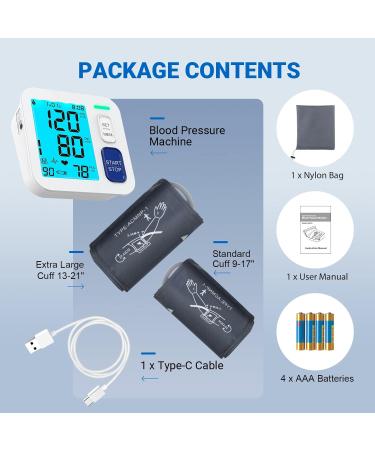 Buy Blood Pressure Monitors for Home Use - XL Cuffs Large LCD Display Automatic & USB Powered - Buy Online on GoSupps.com