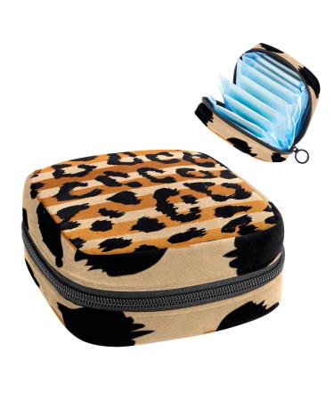 Leopard Print Pattern Sanitary Napkin Storage Bag Portable Period Kit Bag Pad Pouches for Period Menstrual Cup Bag with Zipper Sanitary Pad Pouch for Women Teen Girls Ladies Color 8