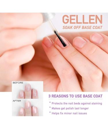 Gellen No Wipe Top Coat Base Coat for Gel Nail Polish - Long Lasting High Gloss Finish 0.27 fl oz - Buy Online on GoSupps.com