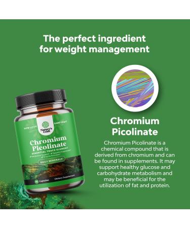 Chromium Picolinate 200mcg Mineral Supplement for Sugar Balance, Muscle Growth, Brain Health - Pre Workout for Men and Women - Heart Health & Cholesterol Support - Buy Online on GoSupps.com