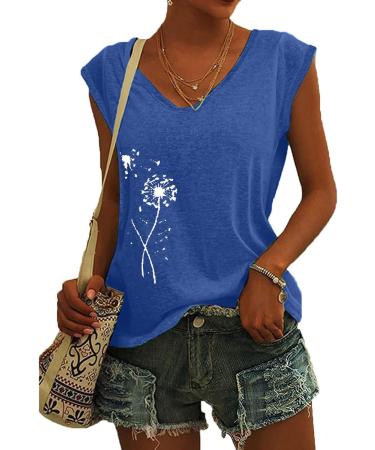 Short Sleeve T Shirts Clothing Woman T-Shirt Casual Black Clothing Top Women's Floral Pattern for Women Crop Tops Shirt Shirts Top Women's Summer Tank Top 3-blue M - Buy Online on GoSupps.com