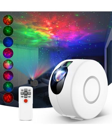 Bozhihong Star Projector LED Galaxy Projector Light with Nebula Night Light Projector with Remote Control for Kids Baby Adults Bedroom/Party/and Night Light Ambience (White) A-white
