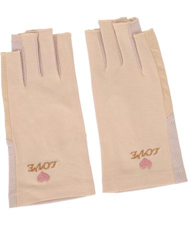 Manicure Gloves UV Protection Stretchy Breathable Fingerless Fiber Cotton Nail Lamp Gloves for Home Salon Grey (Light Yellow) - Buy Online on GoSupps.com