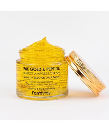 FARMSTAY 24K Gold and Peptide Perfect Ampoule Cream - Anti-Aging Skin Care for Fine Lines and Wrinkles - 2.7 oz - Buy Online on GoSupps.com