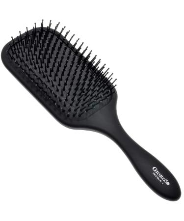 Giorgio Detangling Paddle Brush and Cushion Hair Brush - Large Square Air Cushion Paddle Brush with Ball Tip Bristles - Black Paddle Brush for Men and Women, Wet or Dry, Long, Thick, or Curly Hair