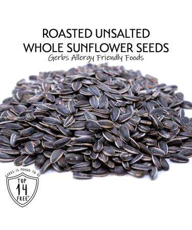 GERBS Unsalted Roasted Whole Sunflower Seed In Shell 1 lb - Top 14 Allergy Free Foods | Healthy Superfood Snack - Non GMO, Dry Roast, Gluten Free, Peanut Free, Vegan, Keto, Kosher - Resealable Bag - Buy Online on GoSupps.com