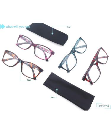 HEEYYOK Women's Reading Glasses 4 Pack - Oversized Camo Square Readers 2.0x with Spring Hinge - Stylish & Comfortable Eyewear for Reading - Buy Online on GoSupps.com