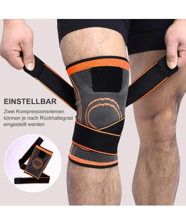 Knee Support 2-Pack - Adjustable Sports Knee Sleeves for Pain Relief Meniscus Tear Arthritis & Inflammation | Unisex | Orange S - Buy Online on GoSupps.com