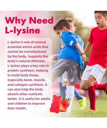 L-Lysine 1000mg Gummies Chewable Lysine Supplement for Adults & Kids Immune Support Essential Amino Acid Vegetarian Non-GMO Sugar-Free Gluten Free Strawberry Flavor 60 Counts 60 Count (Pack of 1) - Buy Online on GoSupps.com