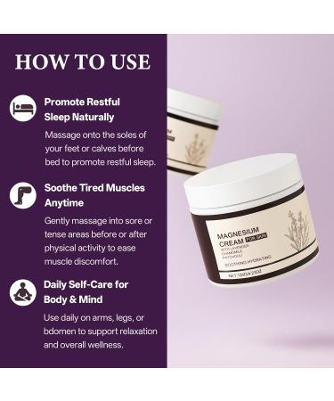 Roseblem Magnesium Cream Lotion & Body Butter for Sleep Relaxation & Moisturizing with Lavender & Chamomile Calming Relief for Body Legs & Feet Stress Cramps & Restful Sleep Support 4.23OZ - Buy Online on GoSupps.com