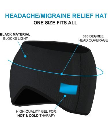 Necmuaih Gel Ice Migraine Cap - Cold Therapy Headache Relief Hat for Puffy Eyes & Sinus - Black - Buy Online on GoSupps.com