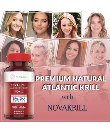 Premium Krill Oil Omega 3 6 9 Supplement - 60 Burpless Red Softgels with EPA, DHA, Astaxanthin - 1000mg per Serving, No Fishy Aftertaste - Buy Online on GoSupps.com