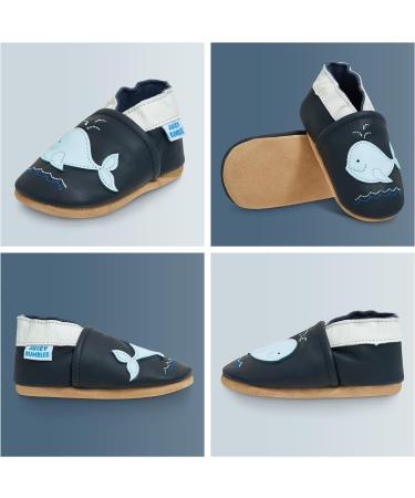 Blue Whale Soft Sole Baby Shoes for Boys and Girls | Leather Toddler Walking Shoes 0-6 Months - Buy Online on GoSupps.com