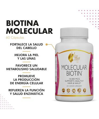 Coc March N.M.D Molecular Biotin - 10,000 mcg, Supports Healthy Hair and Nails - Gluten Free, Soy Free, Dairy Free, Paleo Friendly, Vegan, 60 Servings - Buy Online on GoSupps.com