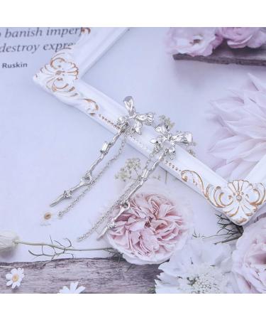 Vintage Bow Crystal Drop Earrings | Silver Dangle & Tassel Earrings for Women - International Shipping Available - Buy Online on GoSupps.com