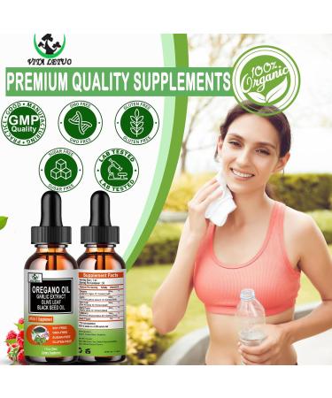 Vita letuo Organic Oil of Oregano with Black Seed Oil Oregano Oil Liquid Drops w/Garlic Olive Leaf Elderberry for Immune Digestive Support & Antioxidant Seasonal Support Supplement for Women Men - Buy Online on GoSupps.com