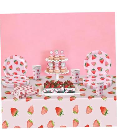 Strawberry Baby Shower Decorations 56Pcs/Set Disposable Dinnerware Set Serves 10 Guests Tablecloth Strawberry Paper Plates Cups & Napkins Strawberry Party Supplies Inodoor Outdoor - Buy Online on GoSupps.com