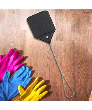 GIFZES Fly Swatter Zapper Faux Leather Fly Swatter Effective Indoor/Outdoor Control for Flies Smooth Surface Great Gift Idea Accessories Black & Silver - Buy Online on GoSupps.com
