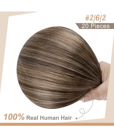 FSHINE Balayage Tape Extensions - Real Hair Dark Brown to Medium Brown - 50g 40cm Remy Tape-In Hair #2/6/2 - Straight Balayage Style - Buy Online on GoSupps.com