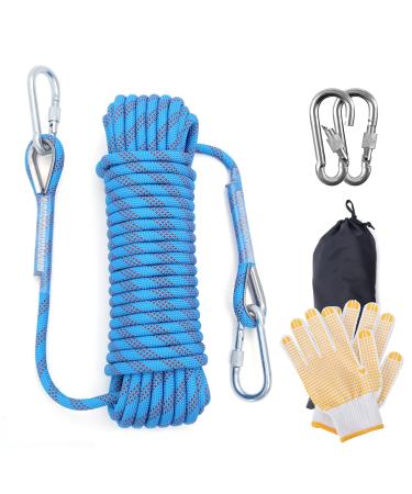 ZRGJD Climbing Rope 10mm/16mm 32ft 50ft 65ft Escape Rope for Outdoor Ice Climbing Equipment Eascape Rope Rappelling Rope with Cloth Gloves Blue 16mm 65ft
