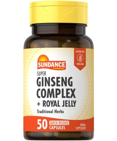 Sundance Super Ginseng Complex | with Royal Jelly | 50 Quick Release Capsules | Non-GMO and Gluten Free Traditional Herb Supplement